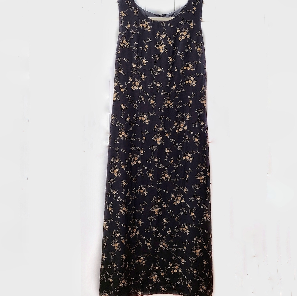 Vintage Floral Chiffron Maxi Dress